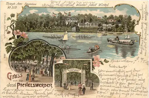 Berlin - Gruss von der Insel Pichelswerder - Litho -673318