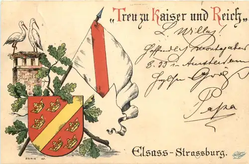 Strassburg - Treu Kaiser und Reich - Litho -673336