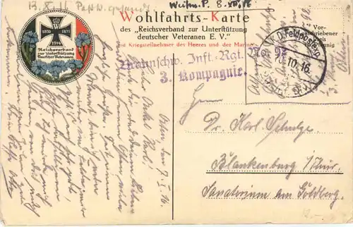 Generalfeldmarschall von Hindenburg - Feldpost Braunschweig Inf Rgt -673364