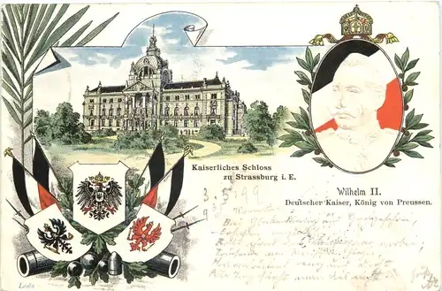Strassburg - Kaiserlisches Schloss - Litho - Prägekarte -673346