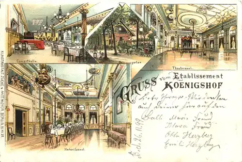 Berlin - Gruss vom Etablissement Königshof - Litho -673308