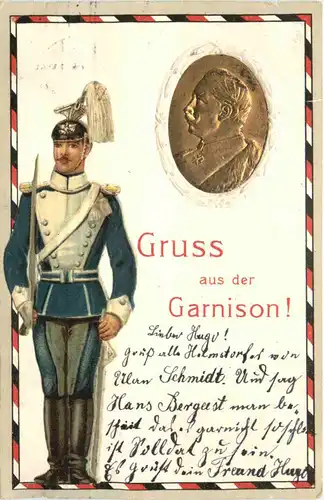 Gruss aus der Garnison - Prägekarte Litho -673352