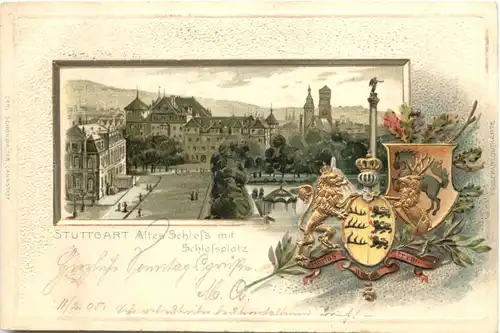 Stuttgart - Prägekarte - Litho -673388