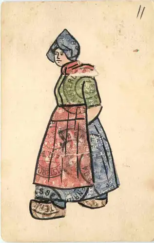 Karte handgemacht mit Briefmarken -673806