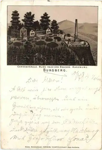 Harzburg - Burgberg - Canossasäule - Litho -674206