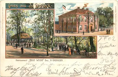 Bremen - Gruss aus Schönebeck - Etablissement Neue Weide - Litho -673836