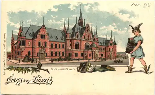 Gruss aus Leipzig - Buchhändlerhaus - Litho -673906