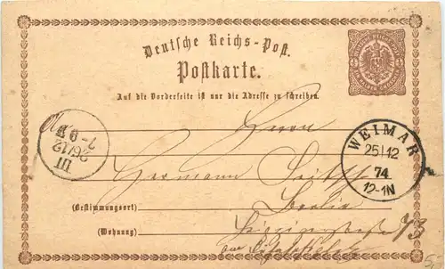 Ganzsache Weimar 1874 -674102