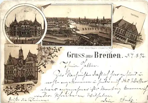 Gruss aus Bremen 1892 - Litho - Vorläufer -674218