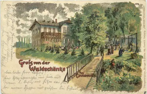 Gruss von der Waldschänke bei Connewitz - Litho - Leipzig -674928