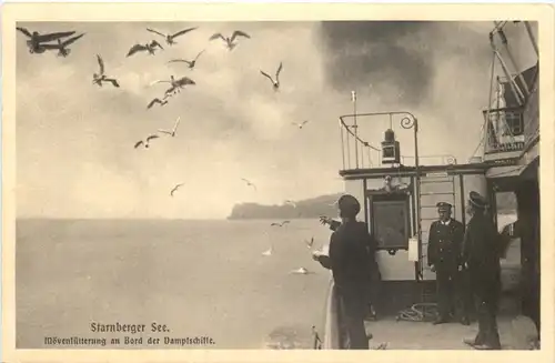 Starnberger See, Mövenfütterung an Bord der Dampfschiffe -545890