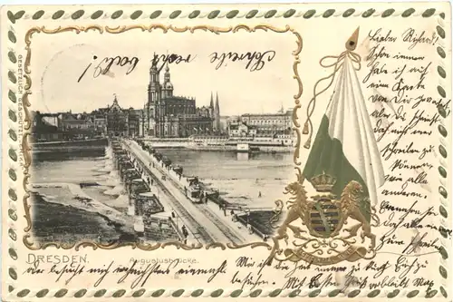 Dresden - Augustusbrücke - Litho -675036