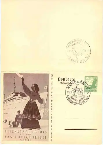 Reichstagung 1938 - Kraft durch Freude Hamburg - Klappkarte -675208
