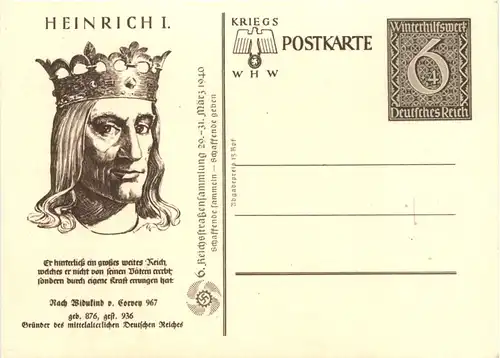 WHW Heinrich I - Ganzsache -675164