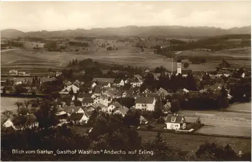 Andechs, Blick vom Garten Gasthof Wastian auf Erling -546096