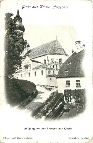 Andechs, Kloster, Aufgang von der Brauerei zur Kirche -546162