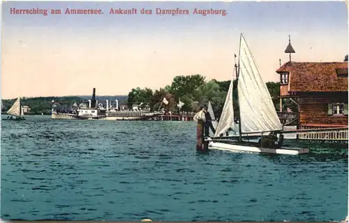 Herrsching am Ammersee, Ankunft des Dampfers Augsburg -546896