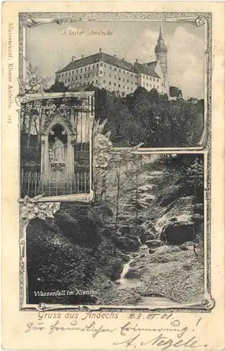 Andechs, Kloster, Wasserfall im Kiental -546628