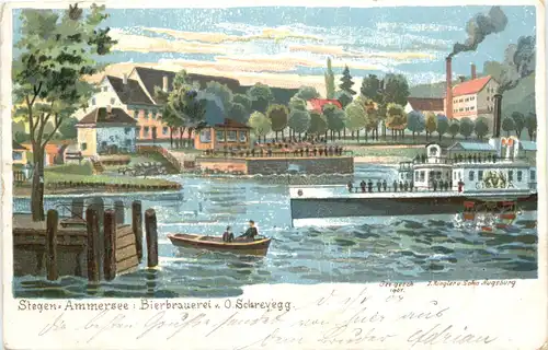 Stegen am Ammersee - Bierbrauerei Schreyegg - Litho -675674