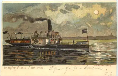 Ammersee Dampfer Gisela - Litho -675624