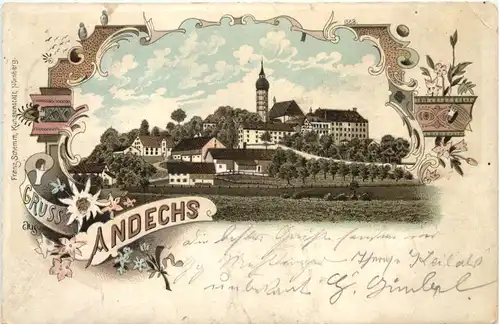 Gruss von Kloster Andechs - Litho -676554