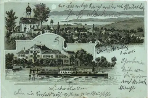 Gruss aus Hersching am Ammersee - Litho -676976