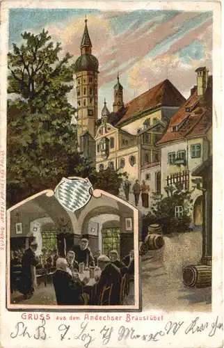 Gruss aus dem Andechser Bräustübel- Litho -676646