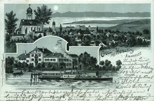 Gruss aus Hersching am Ammersee - Litho -676980