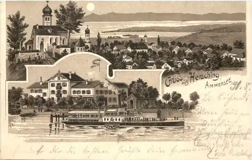 Gruss aus Hersching am Ammersee - Litho -676974