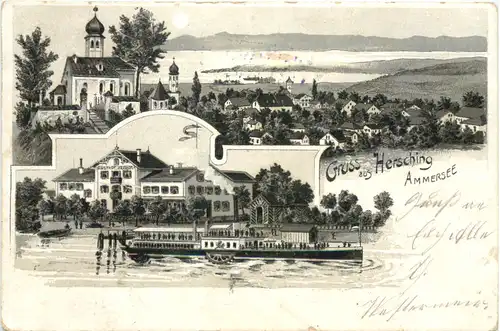 Gruss aus Hersching am Ammersee - Litho -676970