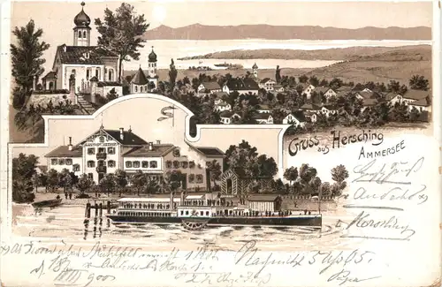 Gruss aus Hersching am Ammersee - Litho -676982