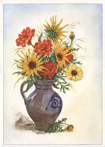 Blumen - Zinnien und Sonnenblume -677418