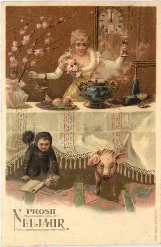 Neujahr - Prägekarte -677554