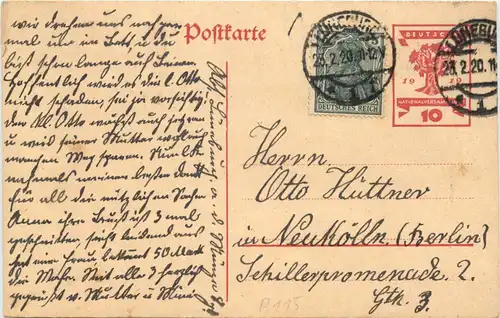 Ganzsache 1920 - Lüneburg -678124