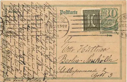 Ganzsache 1921 - Hamburgrlin -678130