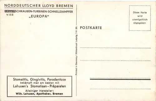 Turbinen Schnelldampfer Europa -678280