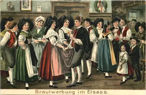 Brautwerbung im Elsass - Prägekarte -679344
