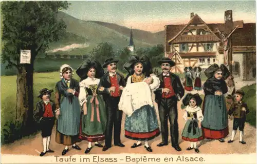 Taufe im Elsass - Prägekarte -679342