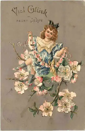 Neujahr - Kind - Prägekarte -679484