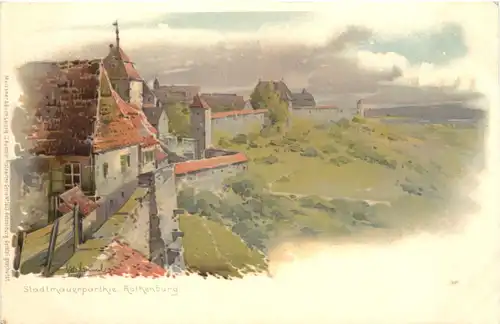 Rothenburg - Stadtmauerparthie - Litho -679830