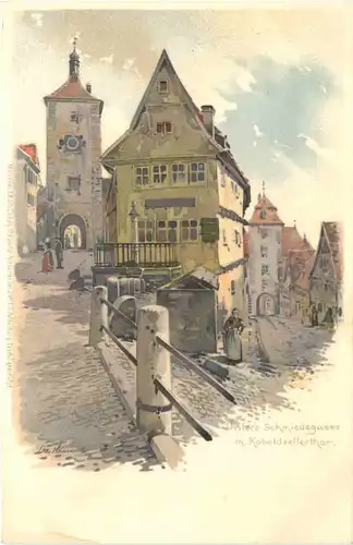 Rothenburg - Untere Schmiedegasse - Litho -679822