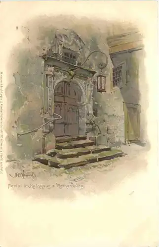 Rothenburg - Portal im Rathaus - Litho -679826