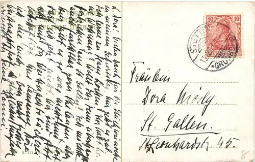 Ak gelaufen in Stettin Grünhof in die Schweiz -679910