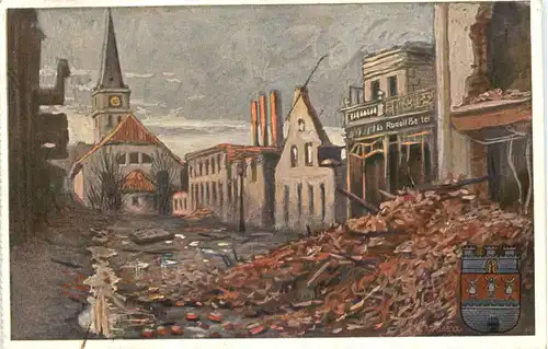 Pillkallen - Zerstörte Bahnhofstrasse - Ostpreussen -680550