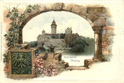 Nürnberg - Freiung - Litho Prägekarte -680724