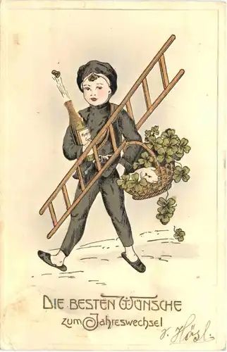 Neujahr - Schornsteinfeger - Prägekarte -680606