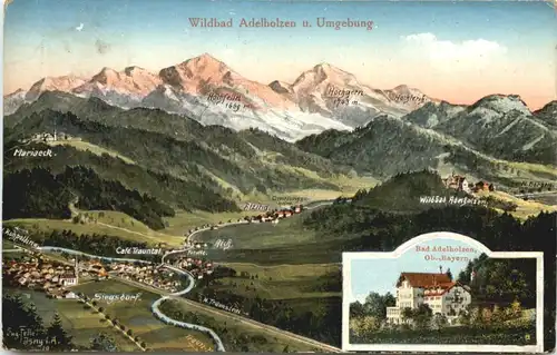 Wildbad Adelholzen und Umgebung - Künstler Ak Eugen Felle -681164