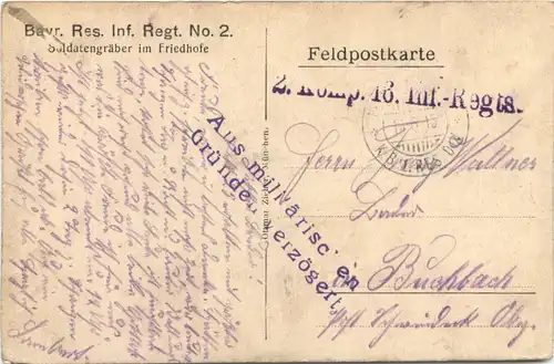 Bayr Res Inf. Regt 2 - Soldatengräber im Friedhofe - Feldpost -681254