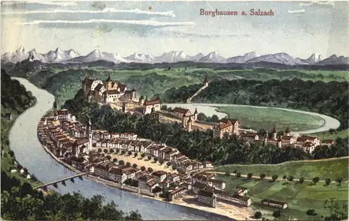 Burghausen a. Salzach - Künstler Ak Eugen Felle -681556