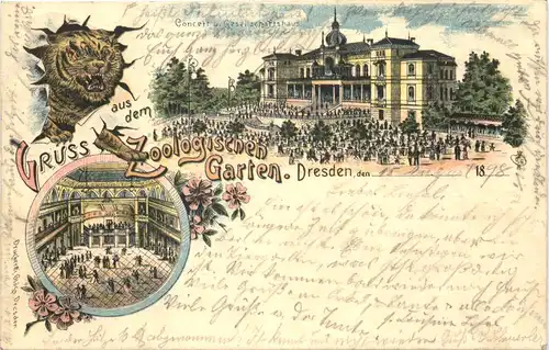 Gruss aus Dresden - Zoologischer Garten - Litho -671634